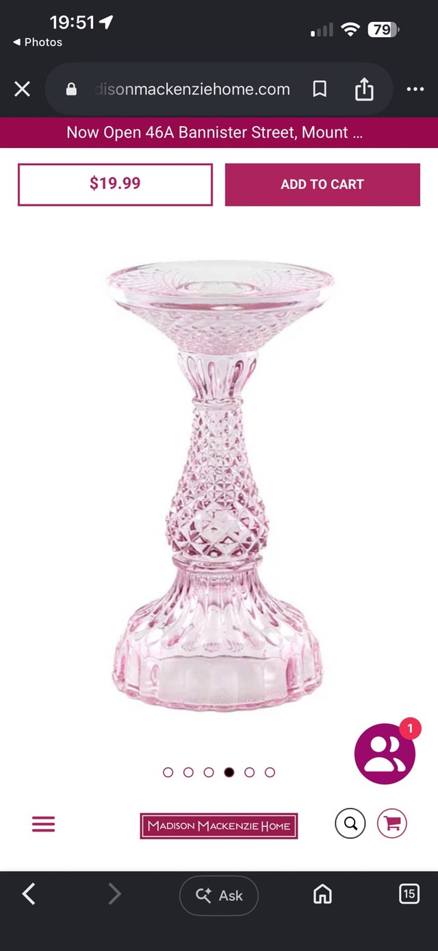 Madison Mackenzie Home Pink Glass Candlestick - photo 4