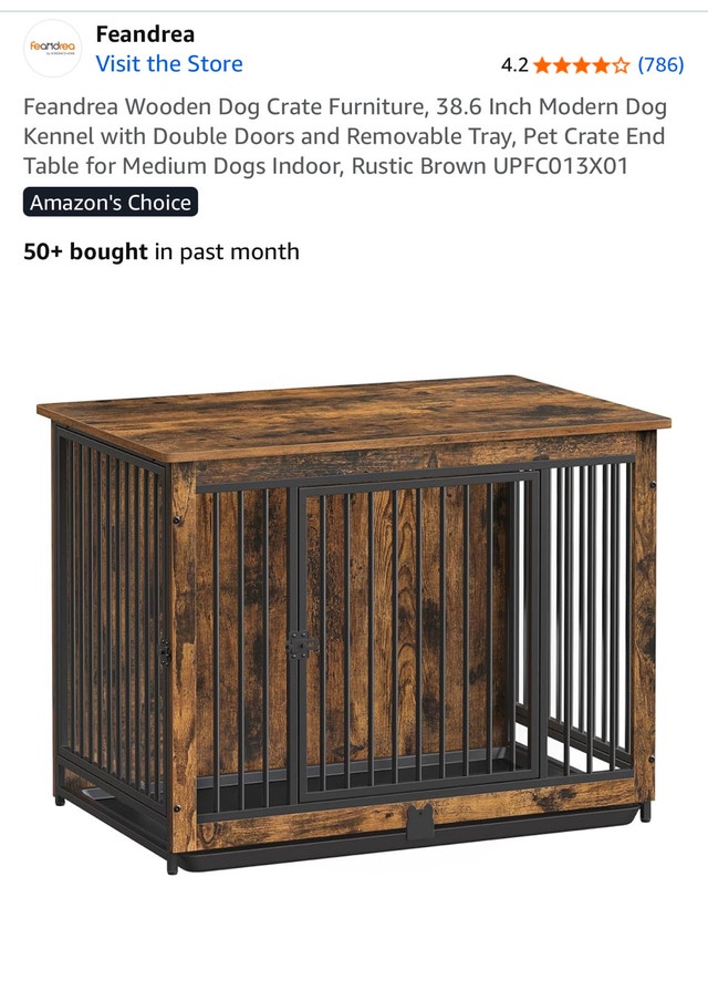 Feandrea 38.6 Inch Wooden Dog Crate Furniture