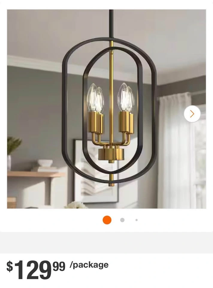 Modern Black and Gold 4-Light Lantern Pendant Chandelier - photo 5