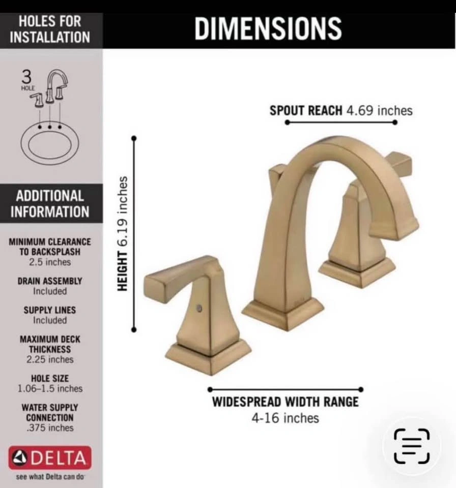 New Delta Dryden Brushed Gold Bathroom Faucet 8-inch 3-hole - photo 3