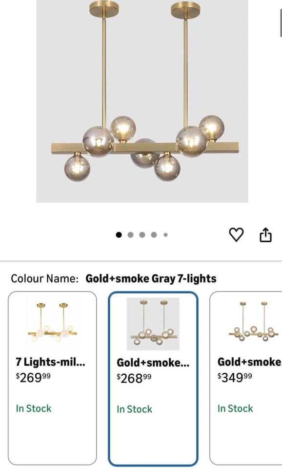 Gold Linear Pendant Light with Smoke Gray Globes. 28”. Brand new - photo 5