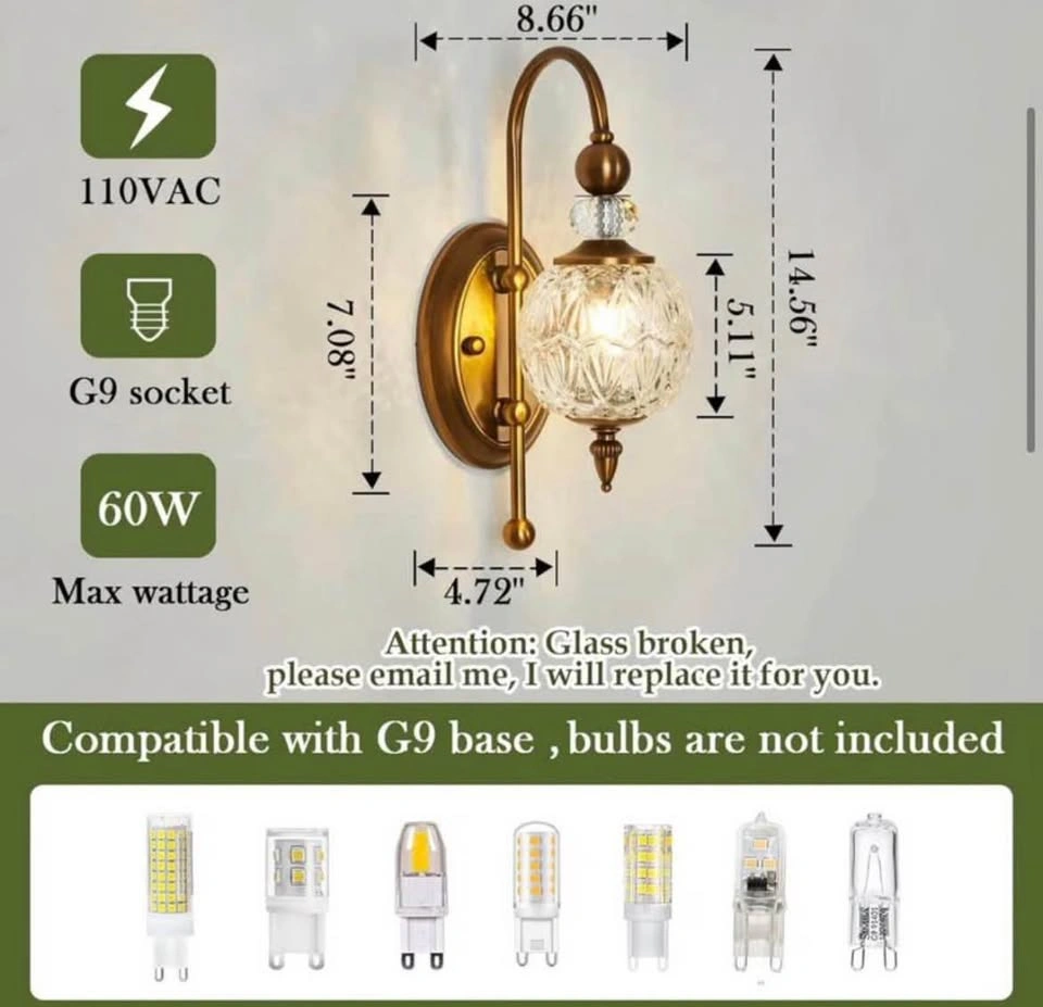 Set of 2x Vintage Antique Crystal and Gold Wall Sconces - photo 3