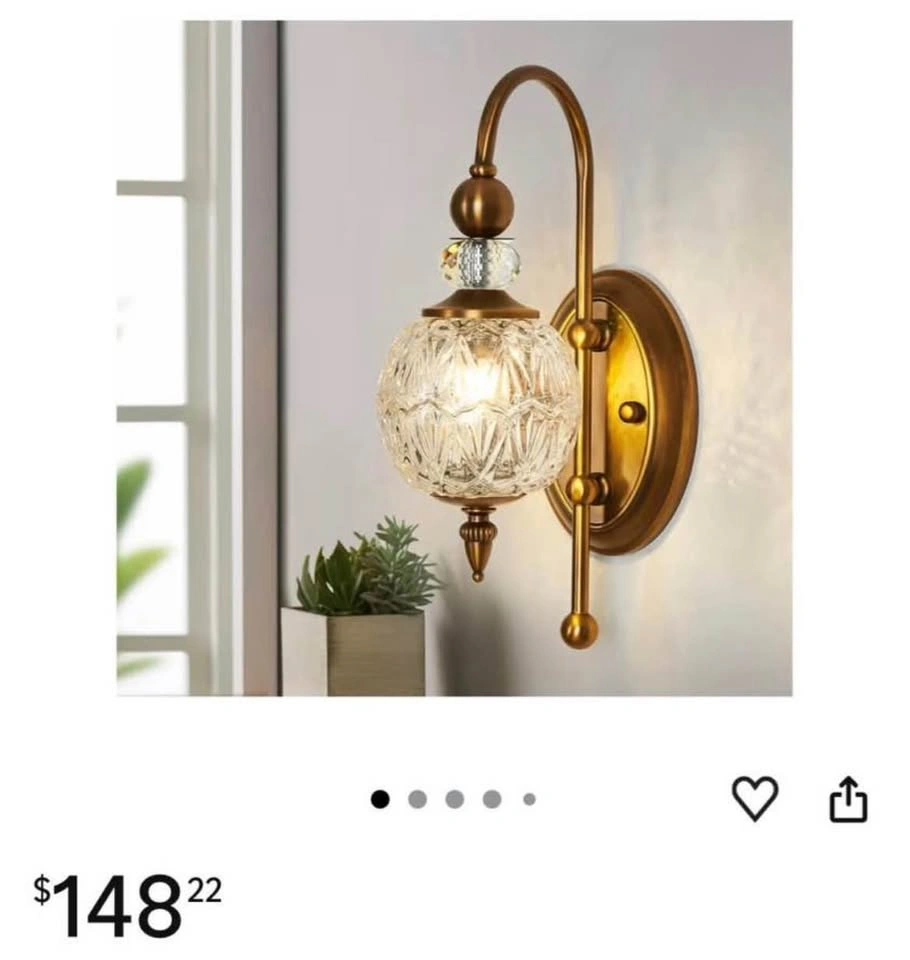 Set of 2x Vintage Antique Crystal and Gold Wall Sconces - photo 4