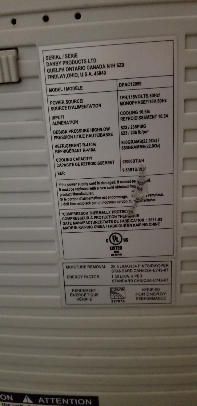 Danby DPAC12099 Portable Air Conditioner 12,000 BTU - photo 3