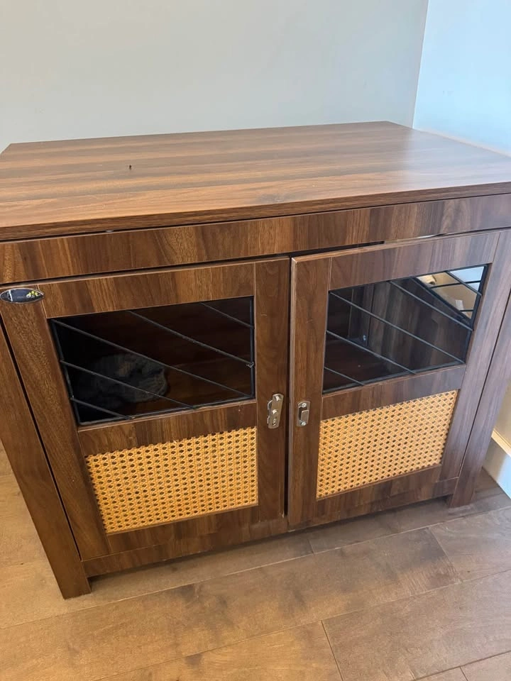 hardwood dog crate night table