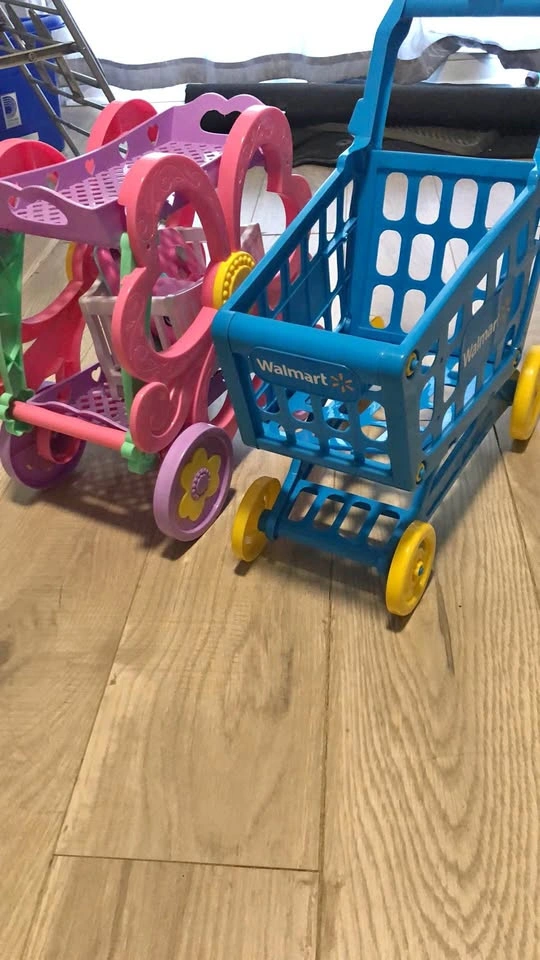 Walmart Toy Shopping Cart and Pink Carriage Set