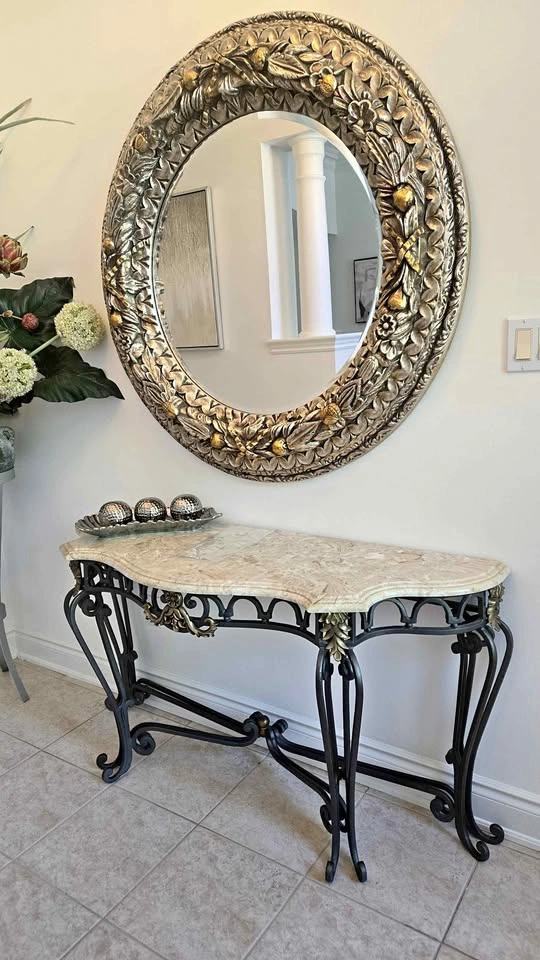 Wrought Iron Console Table + Silver Mirror - photo 3