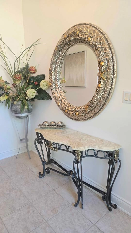 Wrought Iron Console Table + Silver Mirror - photo 5