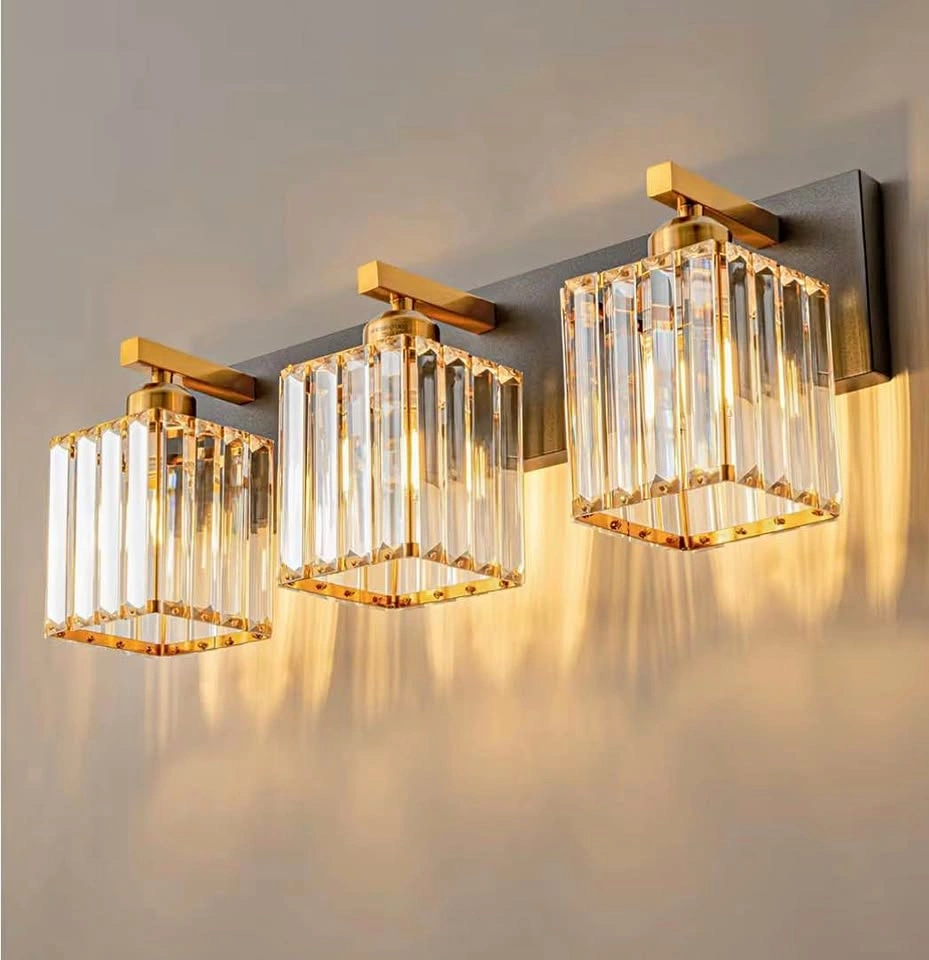 Modern 3-Light Crystal Bathroom Vanity Light