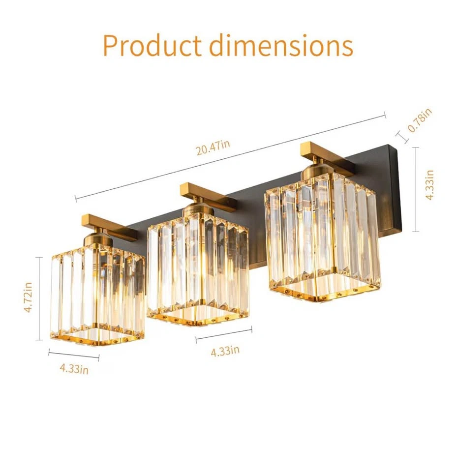 Modern 3-Light Crystal Bathroom Vanity Light - photo 4
