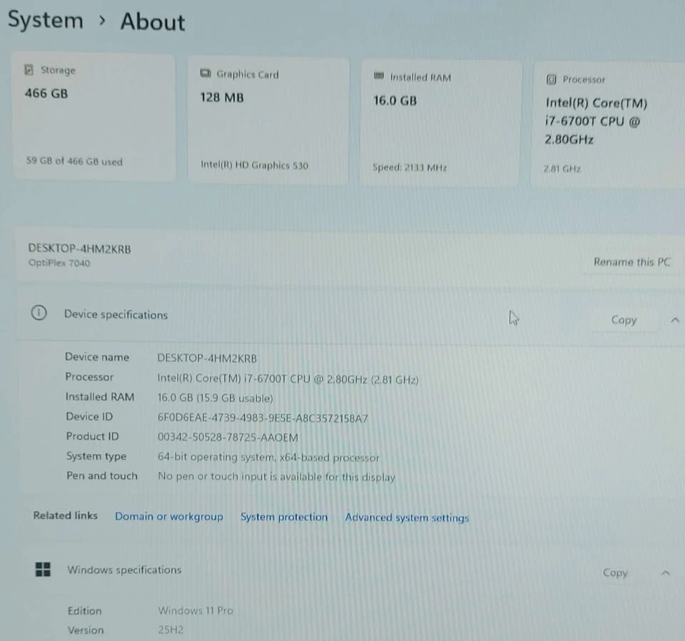 Dell OptiPlex 7070 – i7 (6th Gen) 16GB 500GB SSD (2 available) - photo 5