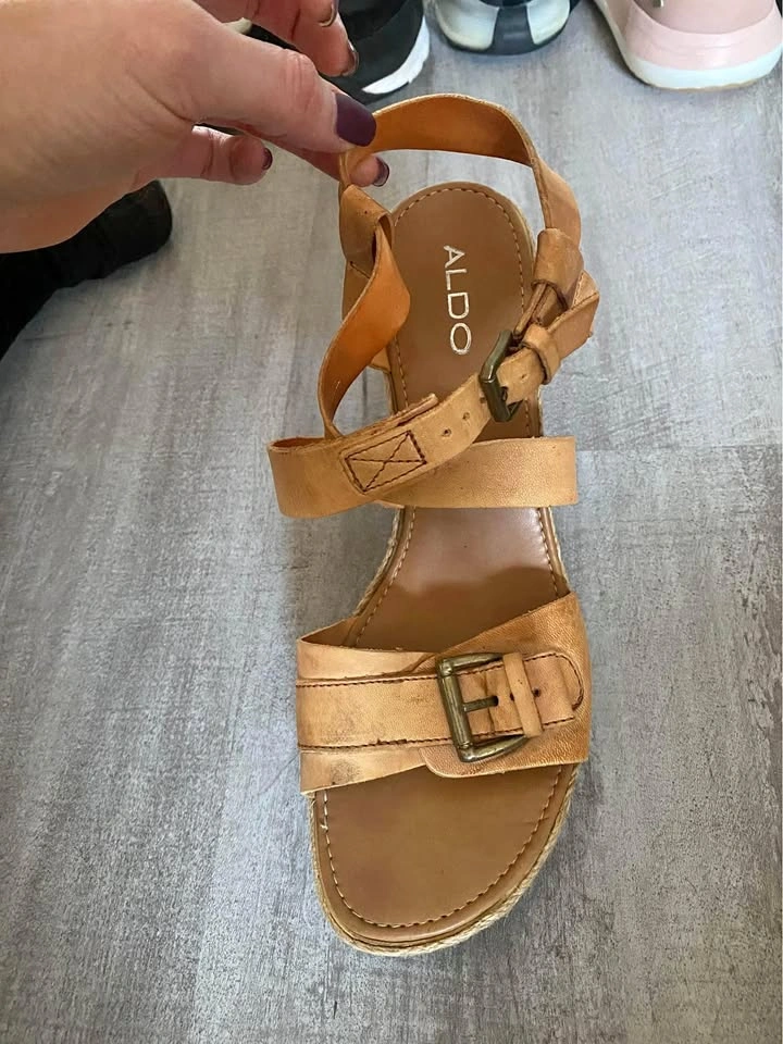ALDO leather wedge sandals size 9.5