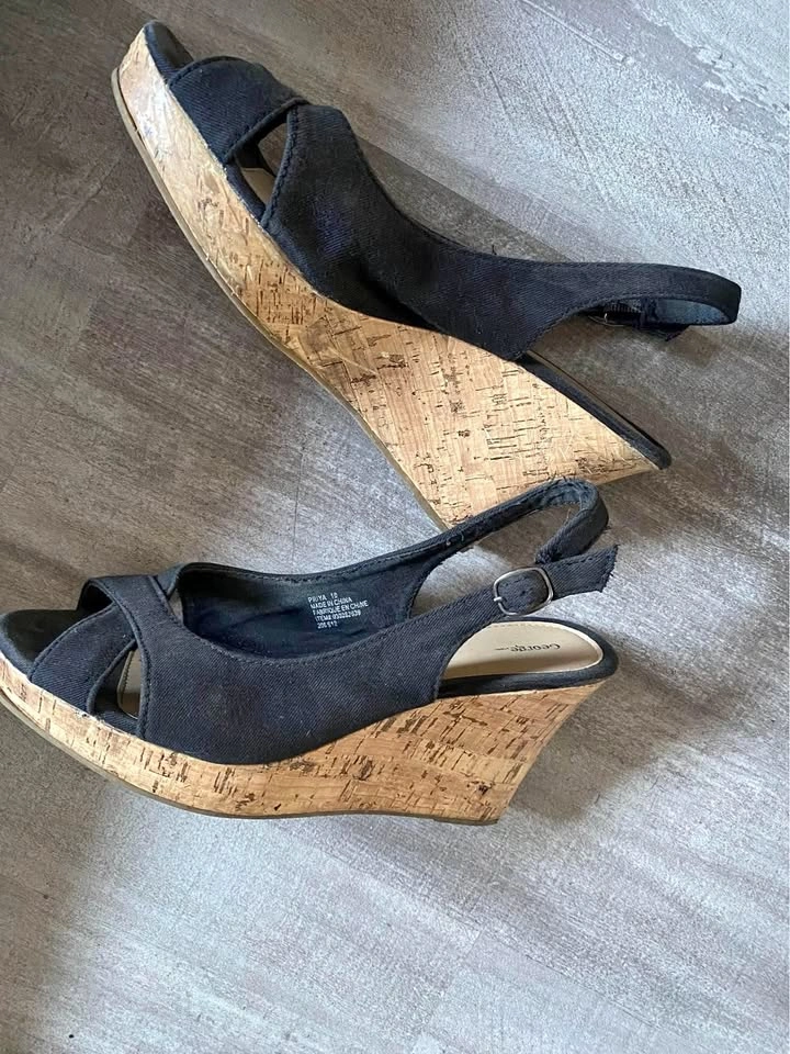 Canvas & Cork wedge sandals size 10