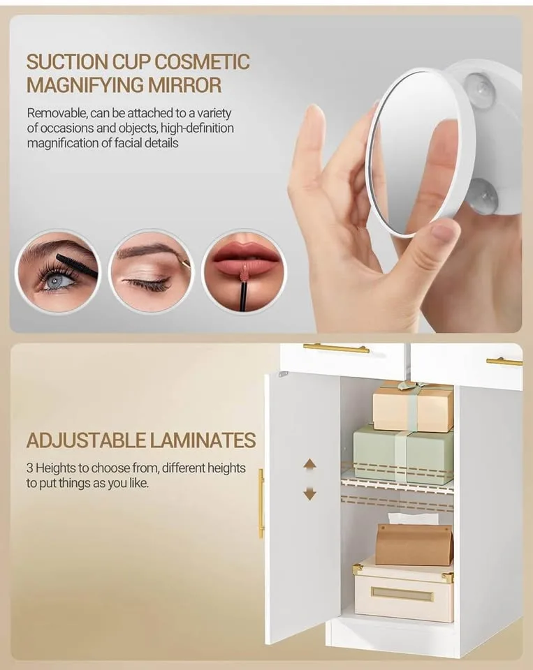 Brand New Vanity Desk with HD Mirror & LED Light image indicator(4)