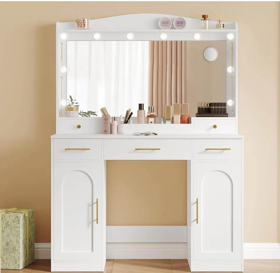 Brand New Vanity Desk with HD Mirror & LED Light image indicator(8)