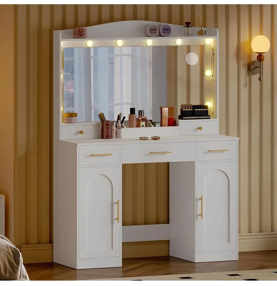 Brand New Vanity Desk with HD Mirror & LED Light image indicator(9)