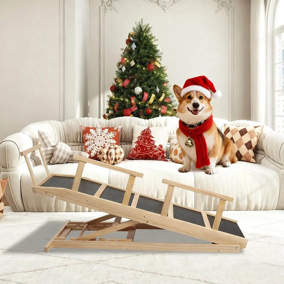 New Adjustable Wooden Dog Ramp – For Bed, Sofa, Car – 150 lb - photo 2