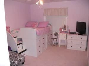 Double loft bed and dresser