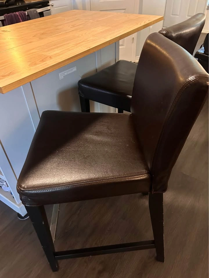 Two faux leather chairs - brown - photo 2