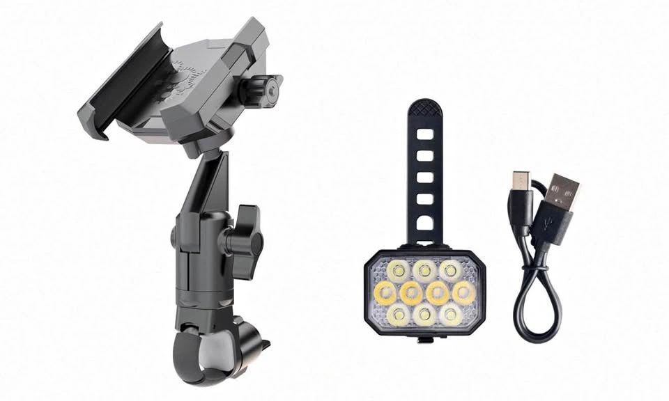 360° Adjustable Bike Phone Mount with LED Light