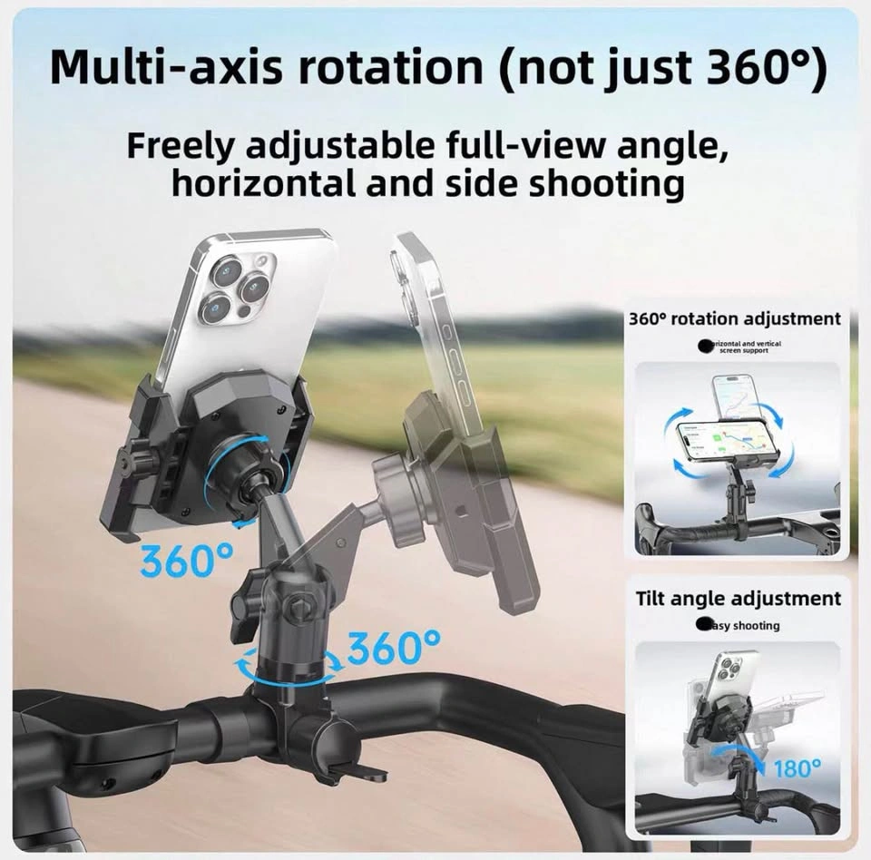 360° Adjustable Bike Phone Mount with LED Light - photo 4