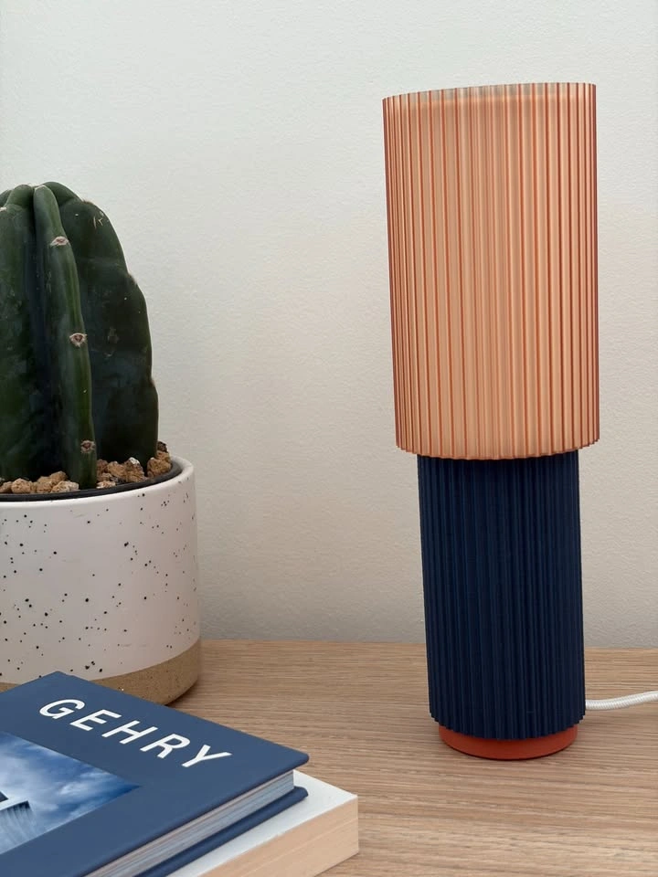 Navy Blue Modern Fluted Table Lamp (E12 LED Included) - photo 2