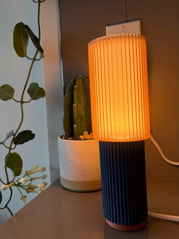 Navy Blue Modern Fluted Table Lamp (E12 LED Included) - photo 4
