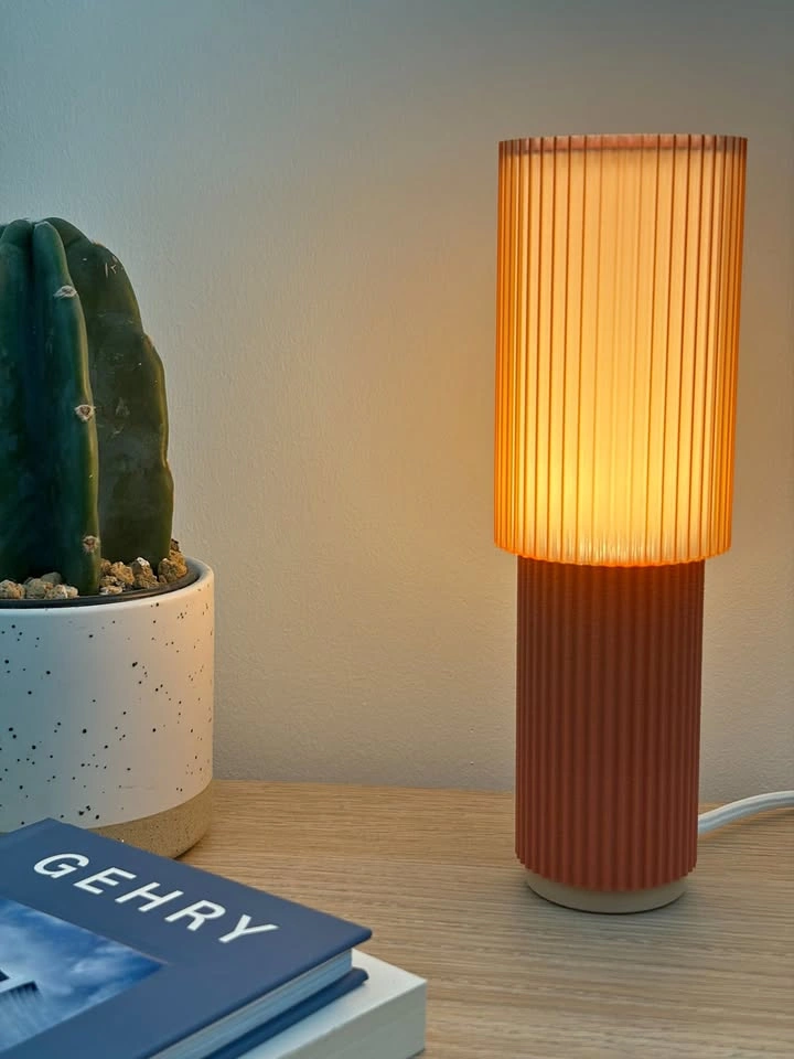 Burnt Orange Cozy Ambient Fluted Table Lamp