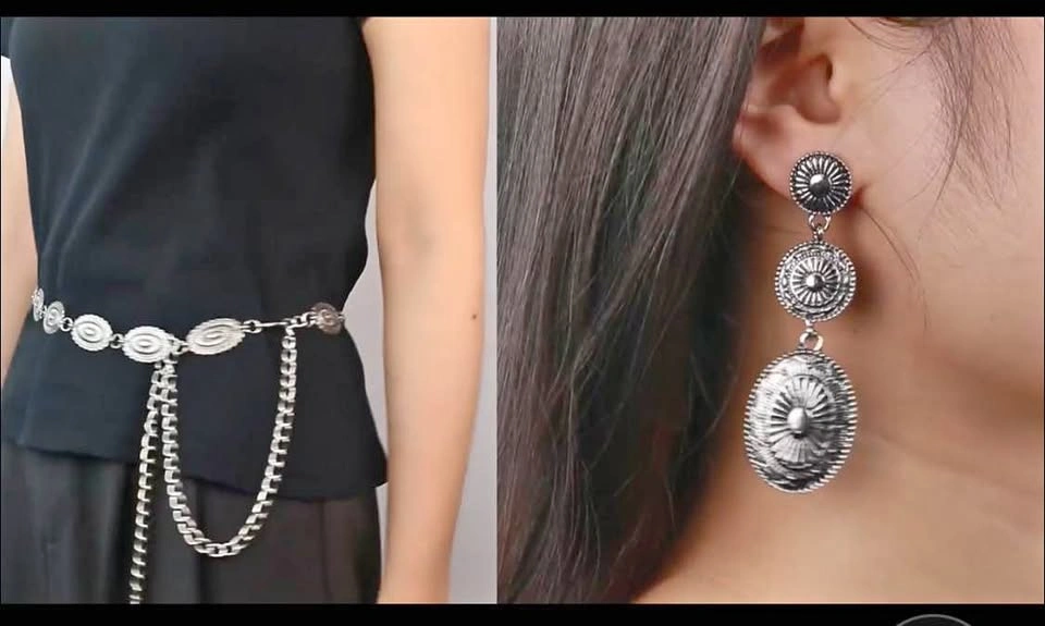 Western Concho Belt + Cowgirl Earrings Set — Stampede Ready!