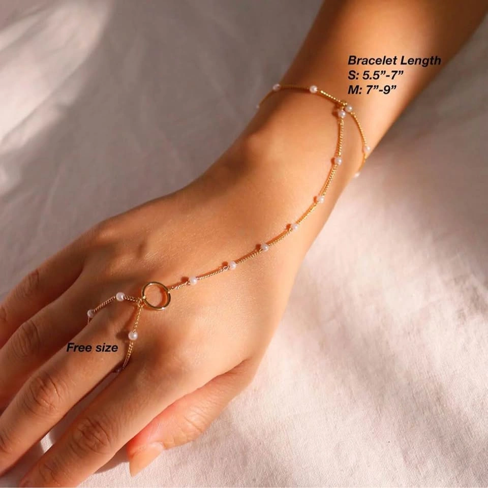 Gold-Tone Ring Bracelet Hand Chain - Sparkling Summer Jewelry - photo 4