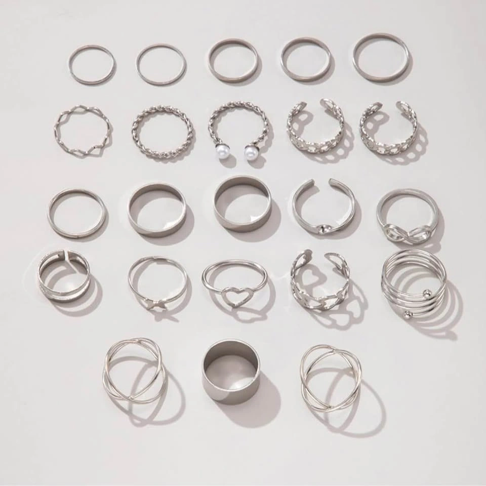 Silver Minimalist Ring Set – Adjustable Piece Collection - photo 5
