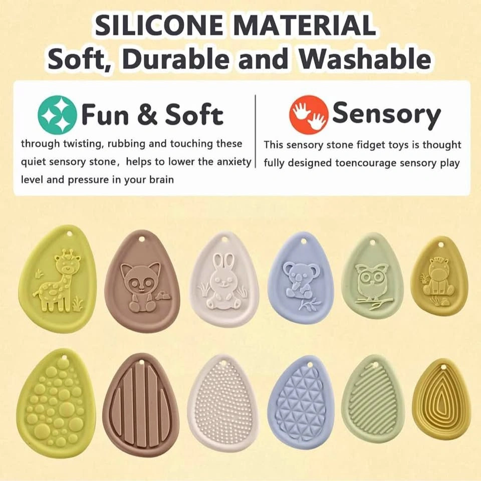 🌿 Fidget Sensory Stones – 6 Pack (Adults & Kids 5+)