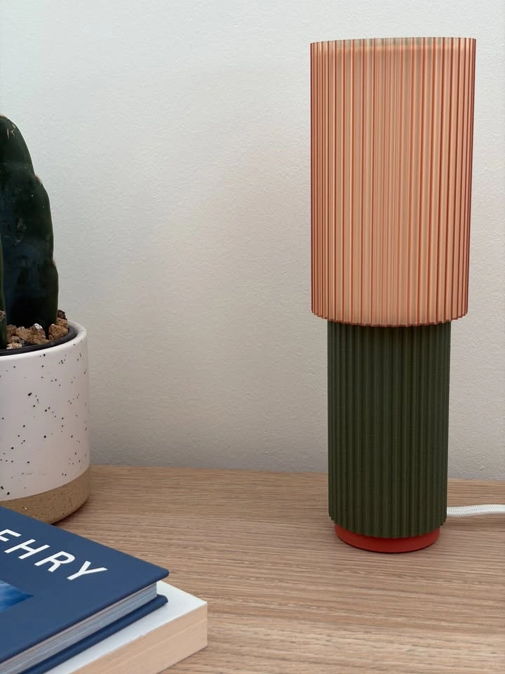 Green Modern Fluted Table Lamp – Contemporary Desk Light - photo 2