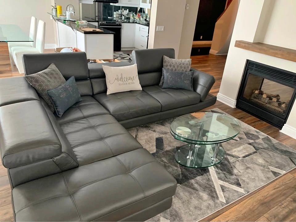 Leather Sectional with Adjustable Headrests