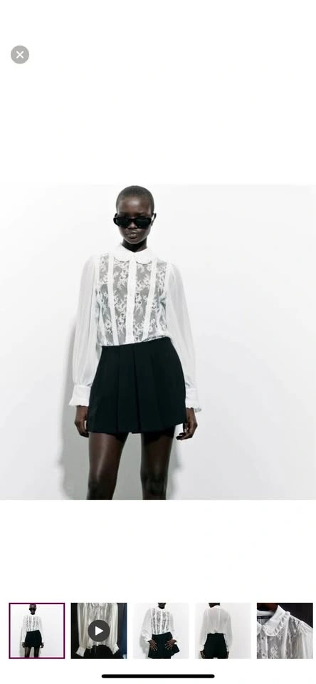 Zara White Lace Blouse sz M