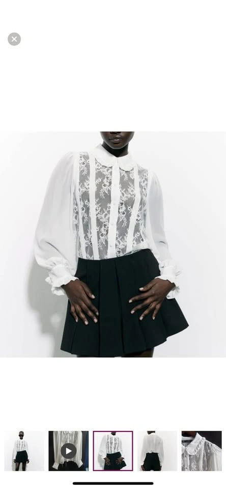 Zara White Lace Blouse sz M - photo 2