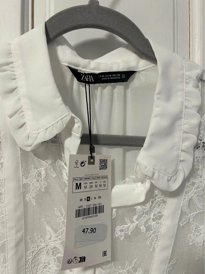 Zara White Lace Blouse sz M - photo 4