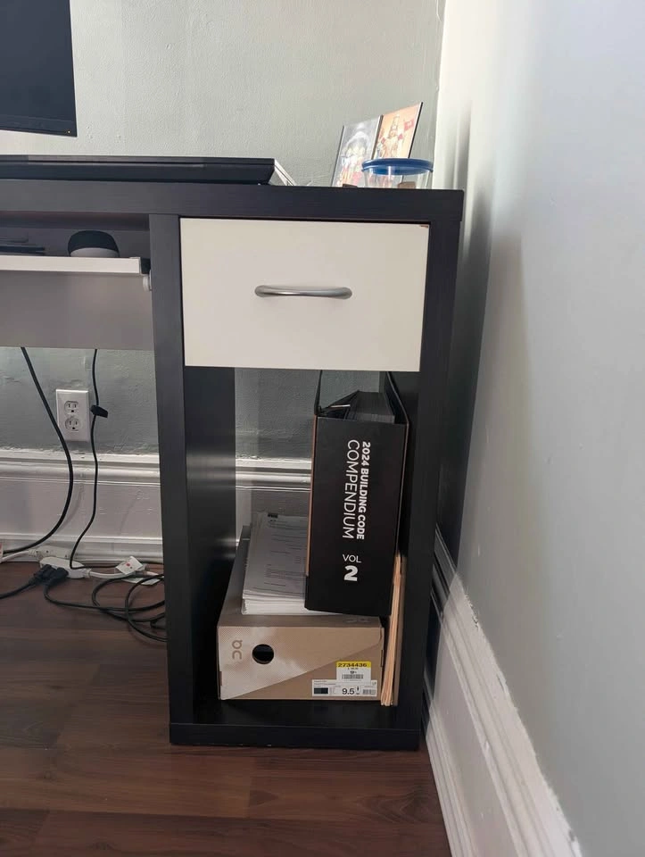 Black and White Office Desk with Drawer - photo 5