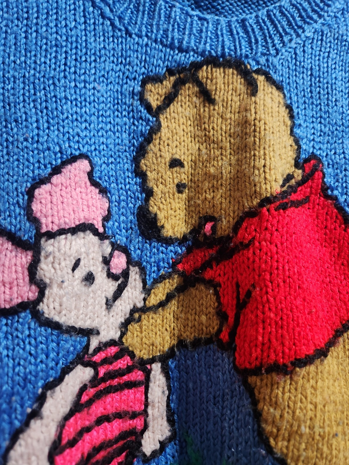 Vintage Hand Knit Winnie the Pooh & Piglet Sweater – 2T - photo 2