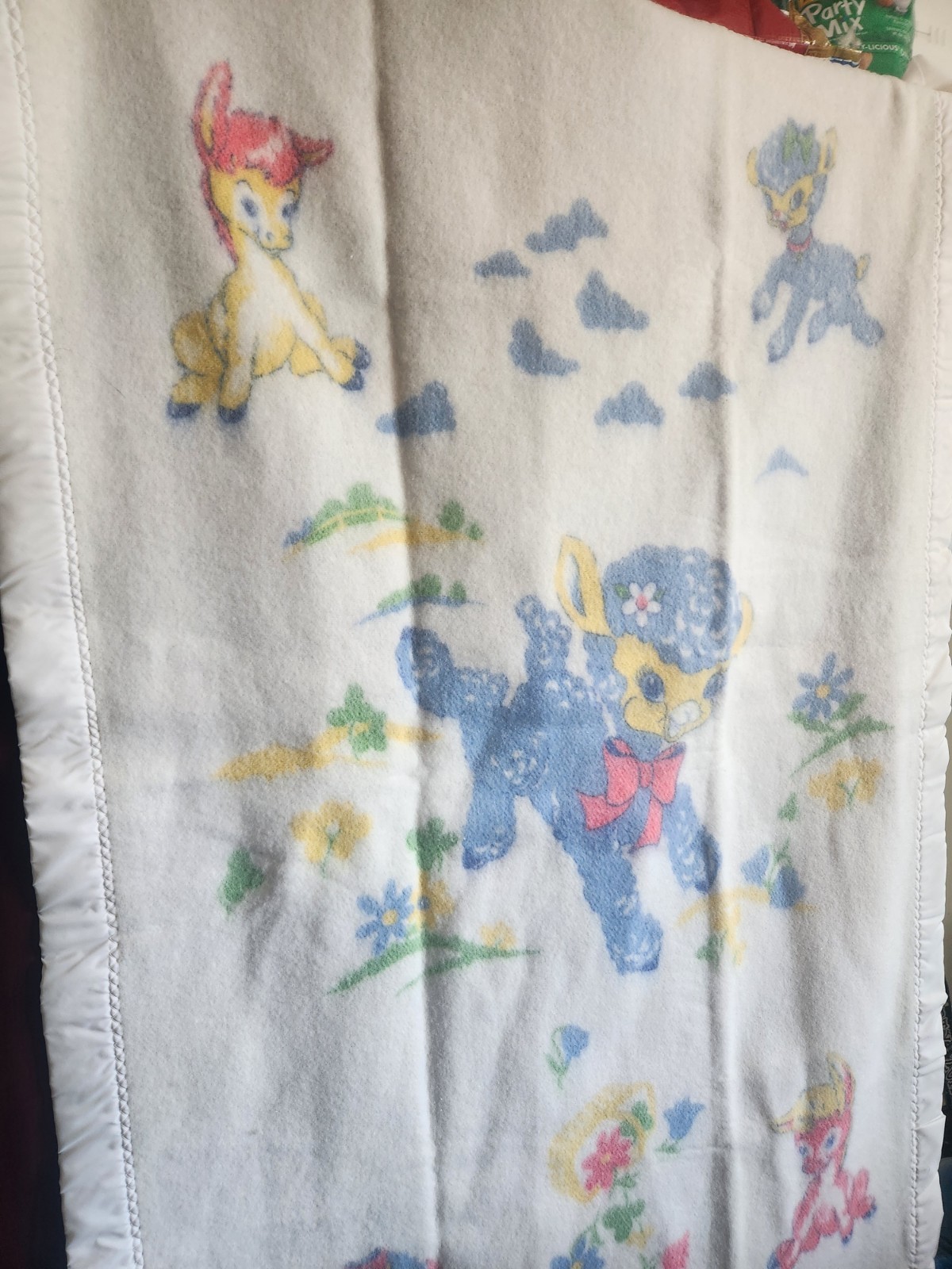 Vintage Esmond Baby Blanket Pastel Nursery Animals 1970s