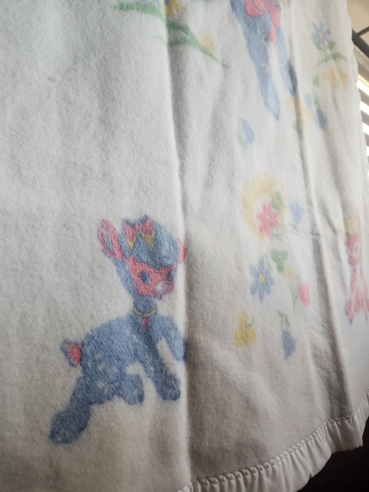 Vintage Esmond Baby Blanket Pastel Nursery Animals 1970s - photo 3