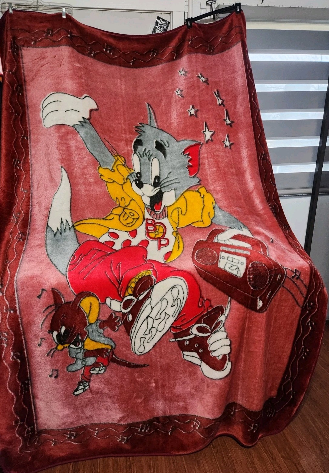Vintage 90s Tom and Jerry Fleece Blanket Hip Hop Rap Style - photo 2