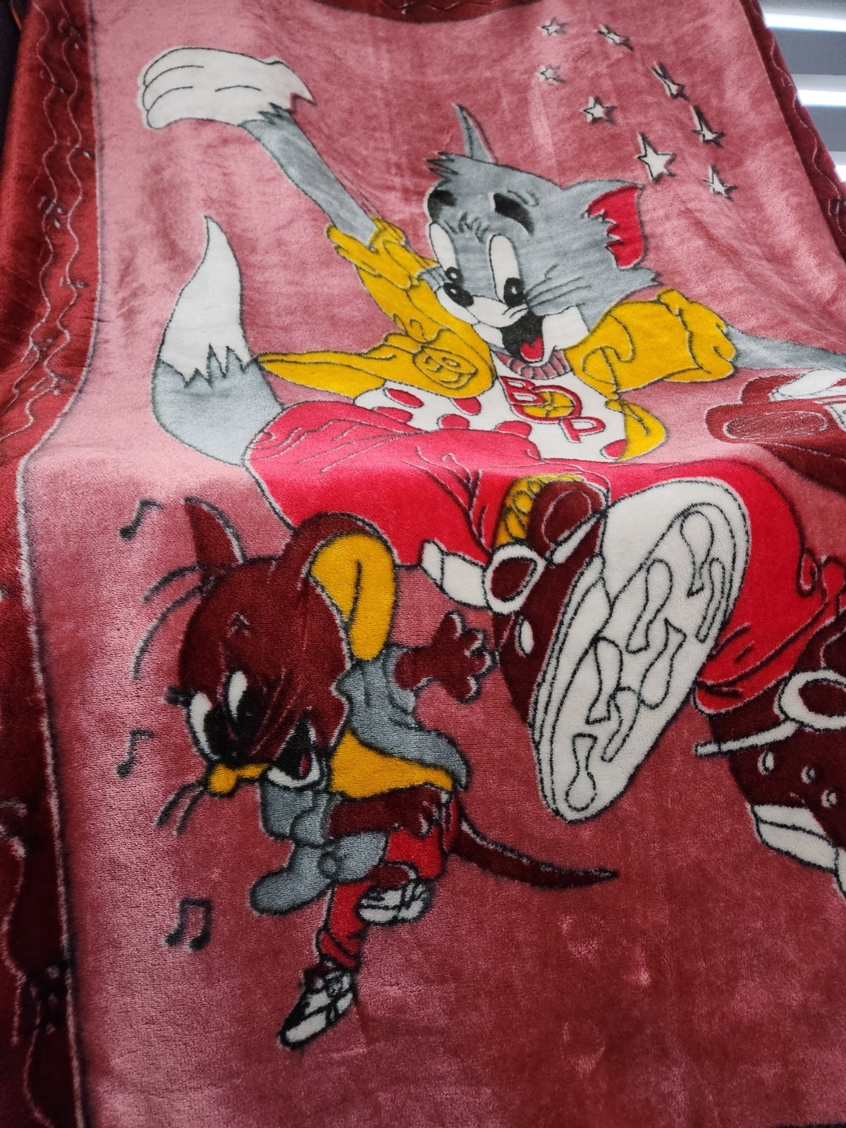 Vintage 90s Tom and Jerry Fleece Blanket Hip Hop Rap Style - photo 3