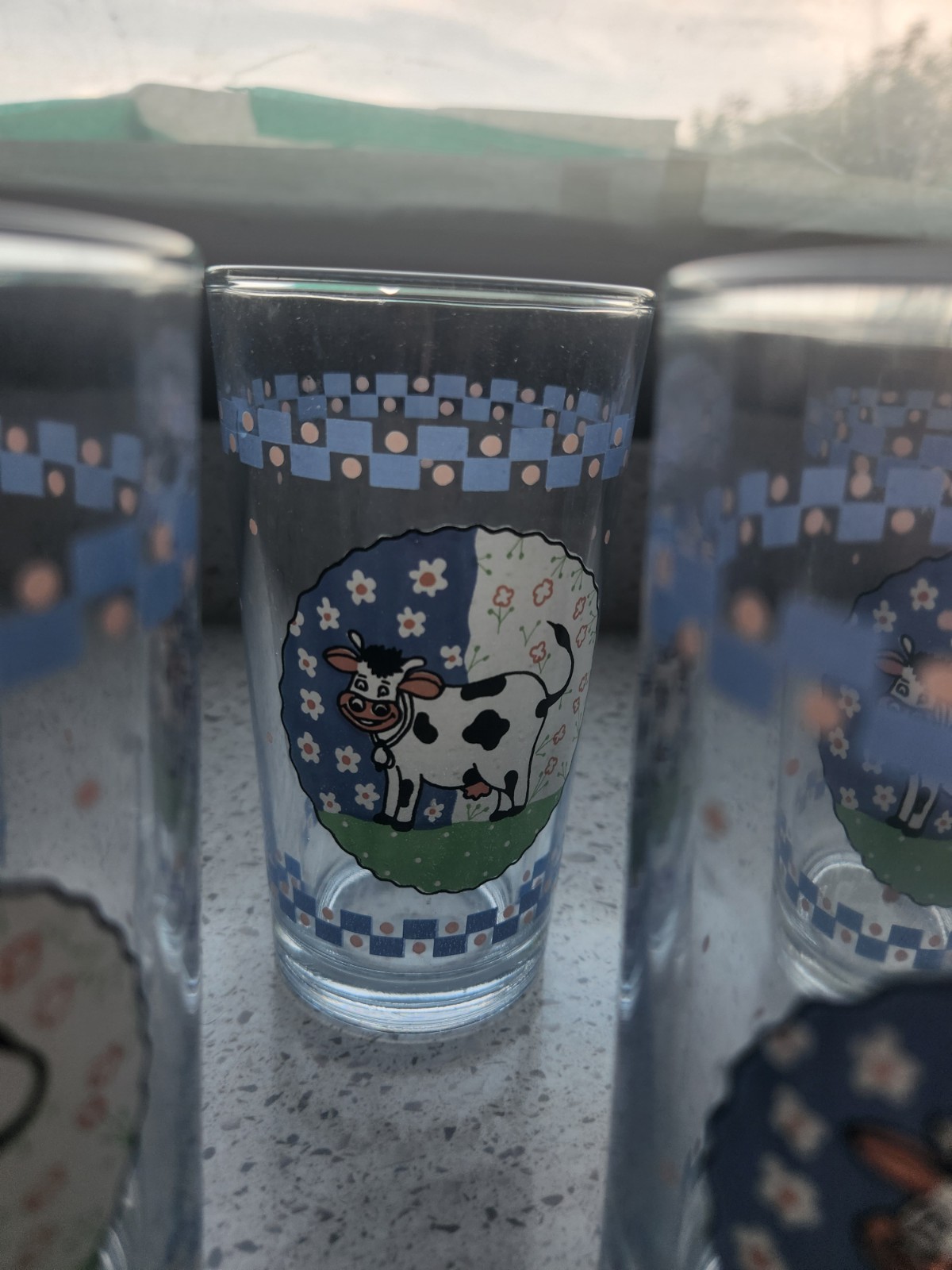 Set of 6 Retro 1980's Cow Checkered Drinking Glasses - photo 5