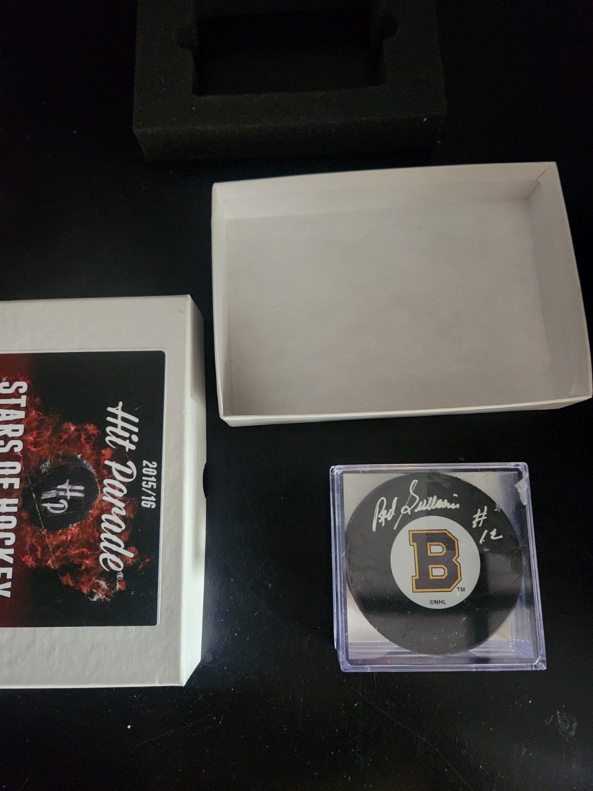 Red Sullivan #12 Signed Boston Bruins Hockey Puck Auto w/ COA