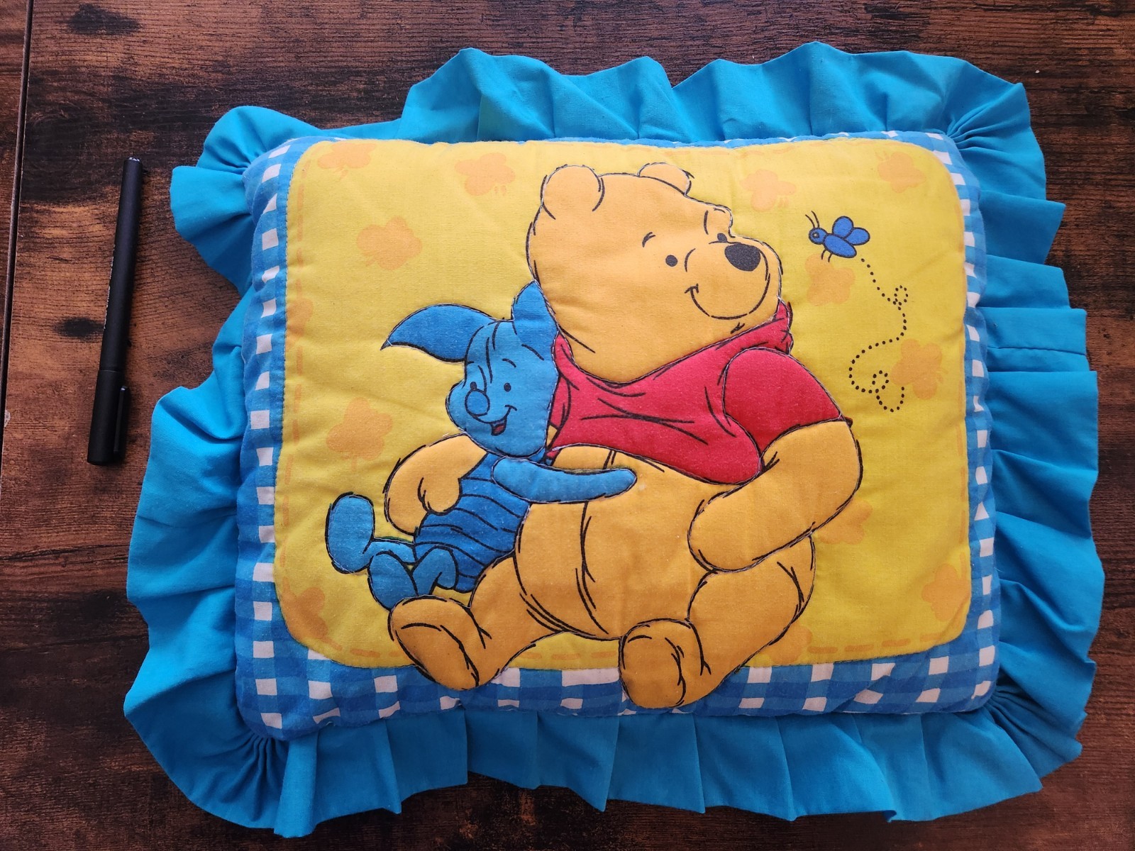 Vintage 90’s Disney Winnie The Pooh With Piglet Throw Pillow Blu