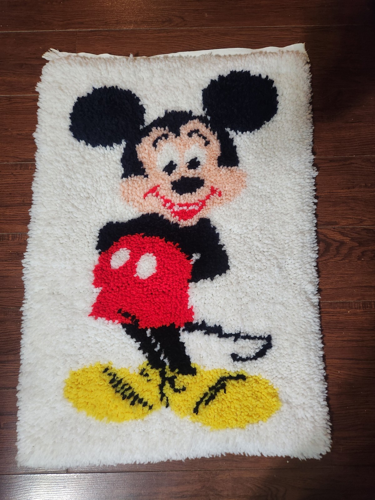 Vintage Mickey Mouse Latch Hook Rug Retro Disney Wall Hanging