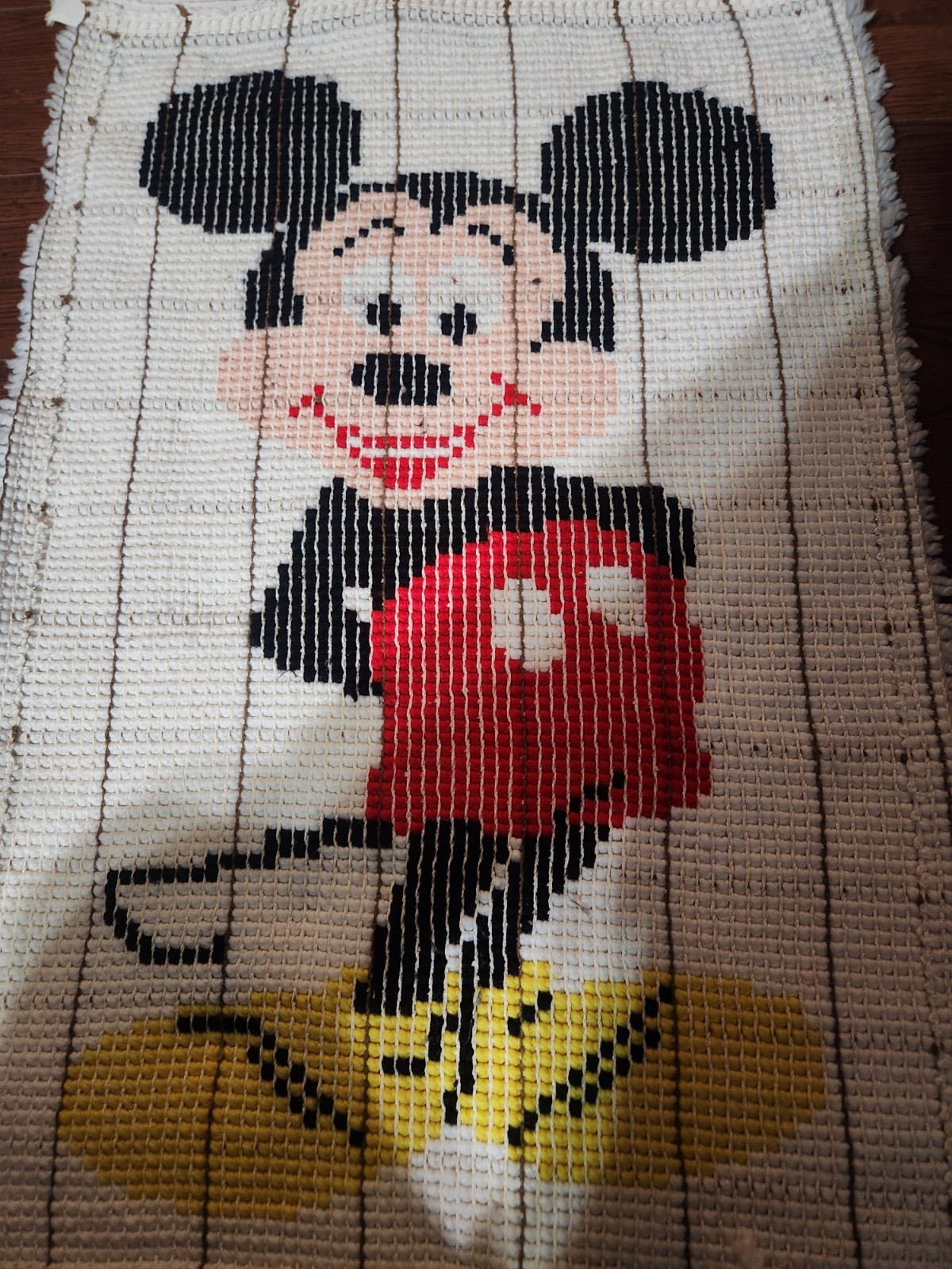 Vintage Mickey Mouse Latch Hook Rug Retro Disney Wall Hanging - photo 4