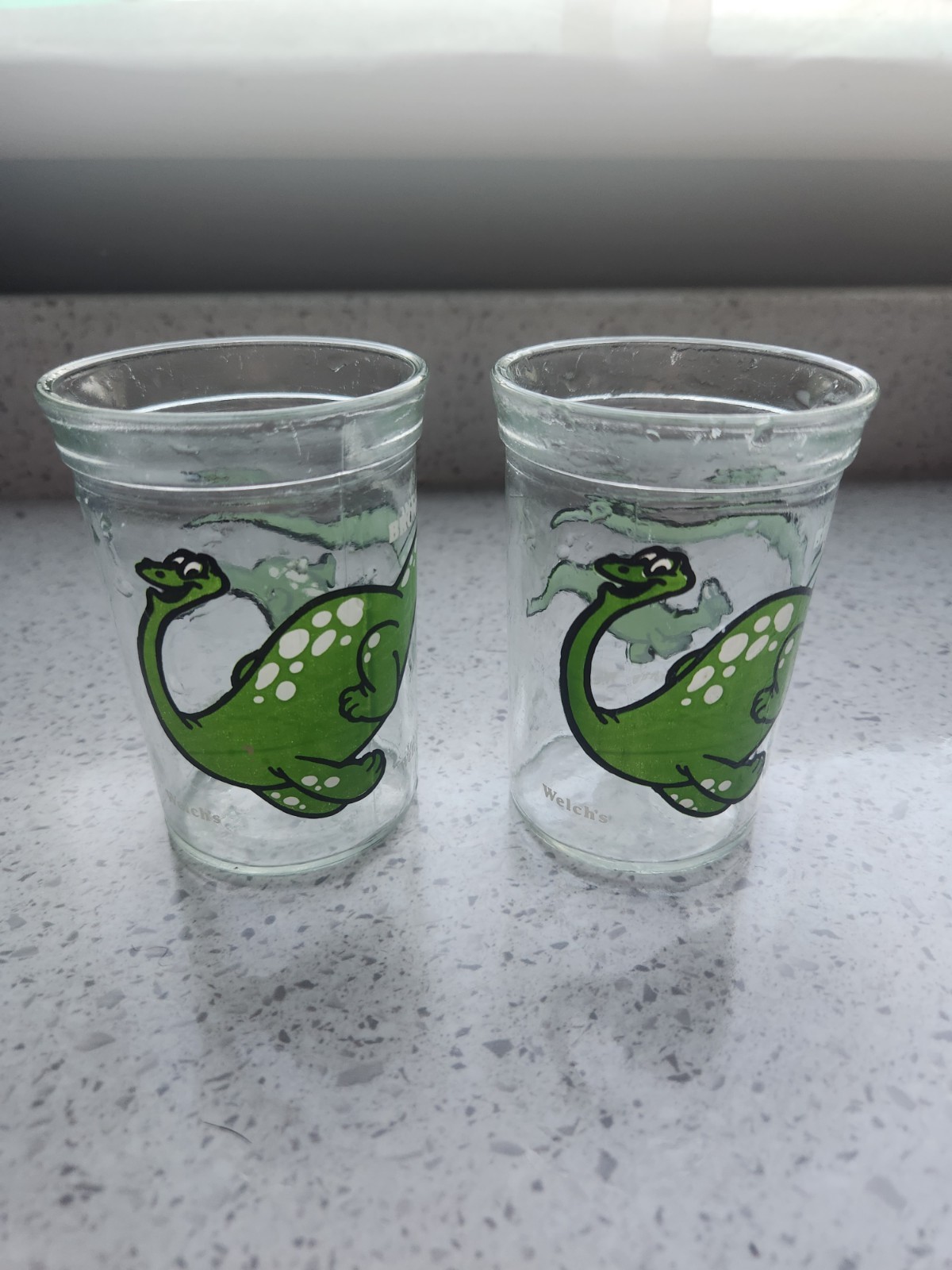 VINTAGE 1988 Welch's Jelly Jar Brontosaurus Dinosaur Set of 2