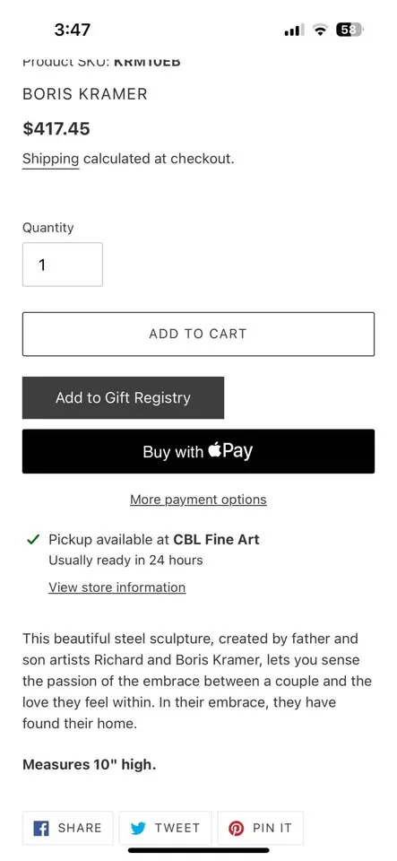 10” Boris Kramer “Embrace” Sculpture image indicator(8)